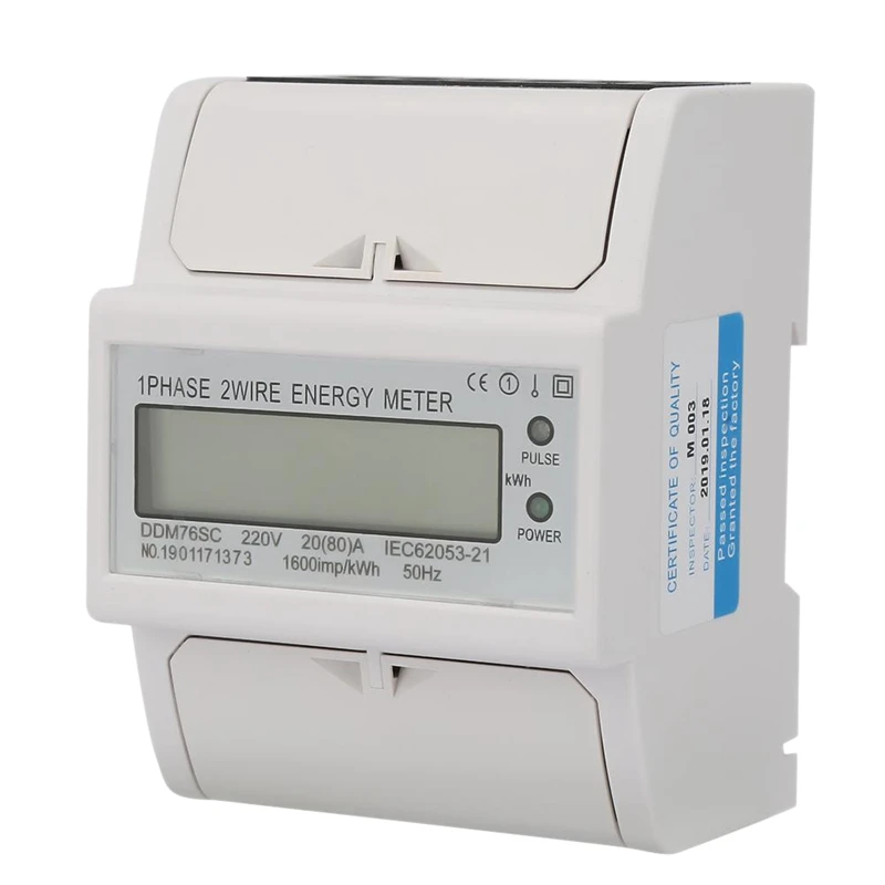 

Single Phase 4P LCD Din Rail Electricity Power Consumption Wattmeter Energy Meter DDM76SC 20-80A