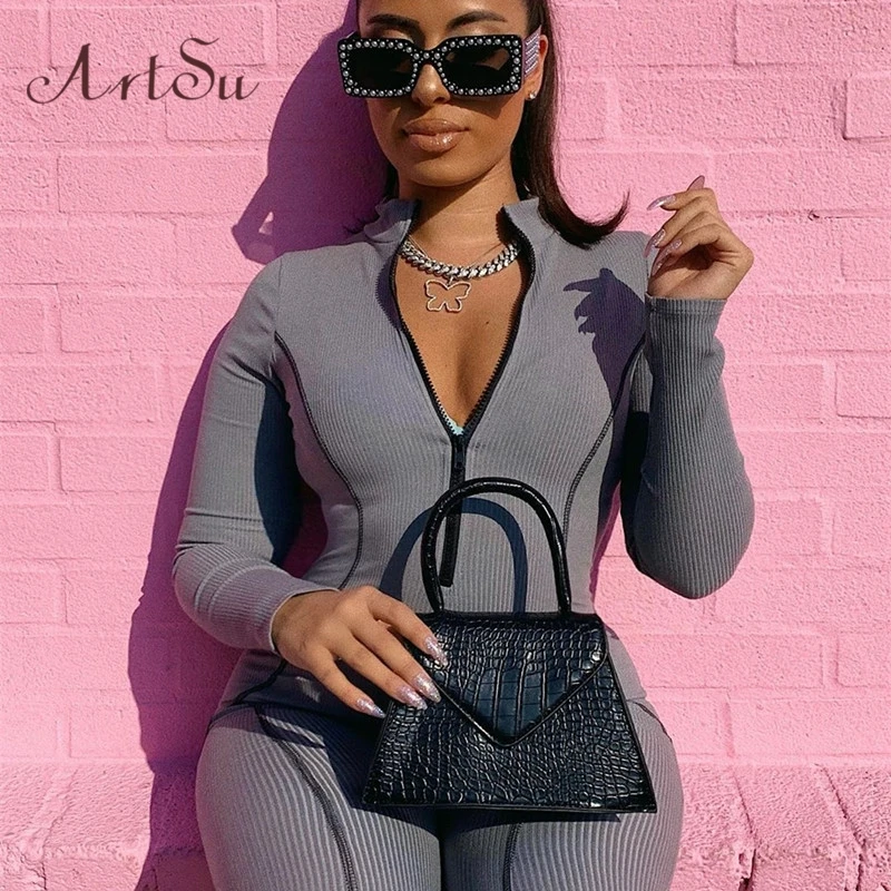 ArtSu Sexy Solid Bodycon Casual Jumpsuit Long Trouser Women Long Sleeve Skinny Playsuit Sport Racing Party Clubwear ASJU60499 ArtSu Sexy Solid Bodycon Casual Jumpsuit Long Trouser Women Long Sleeve Skinny Playsuit Sport Racing Party Clubwear ASJU60499