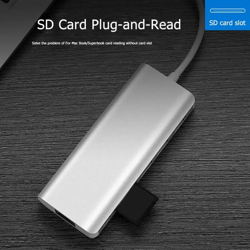 USB C концентратор тип-c к USB 3,0 HDMI 4 K/SD/TF кард-ридер/PD зарядка аудио/RJ45 адаптер для MacBook Pro Тип C Usb разветвитель