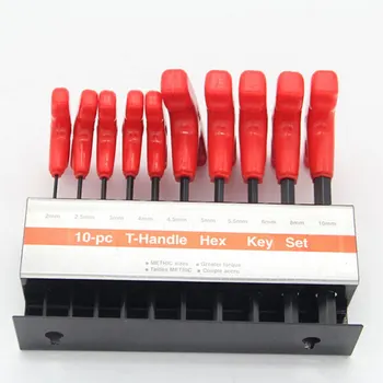 

10pcs T-handle Hex Key Metric T-Handle Hex Key Allen Wrench Tool Set Allen Wrench Non-slip Multifunctional Wrenches Hand Tools