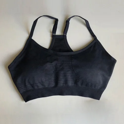 Black top 2 шт. Бесшовные Йога Комплект Спортивный костюм Высокая Талия Леггинсы+ бюстгалтер на бретельках Для женщин Одежда для фитнеса, тренажерного зала, спортивные костюмы Спортивная одежда для бега - Цвет: Black top