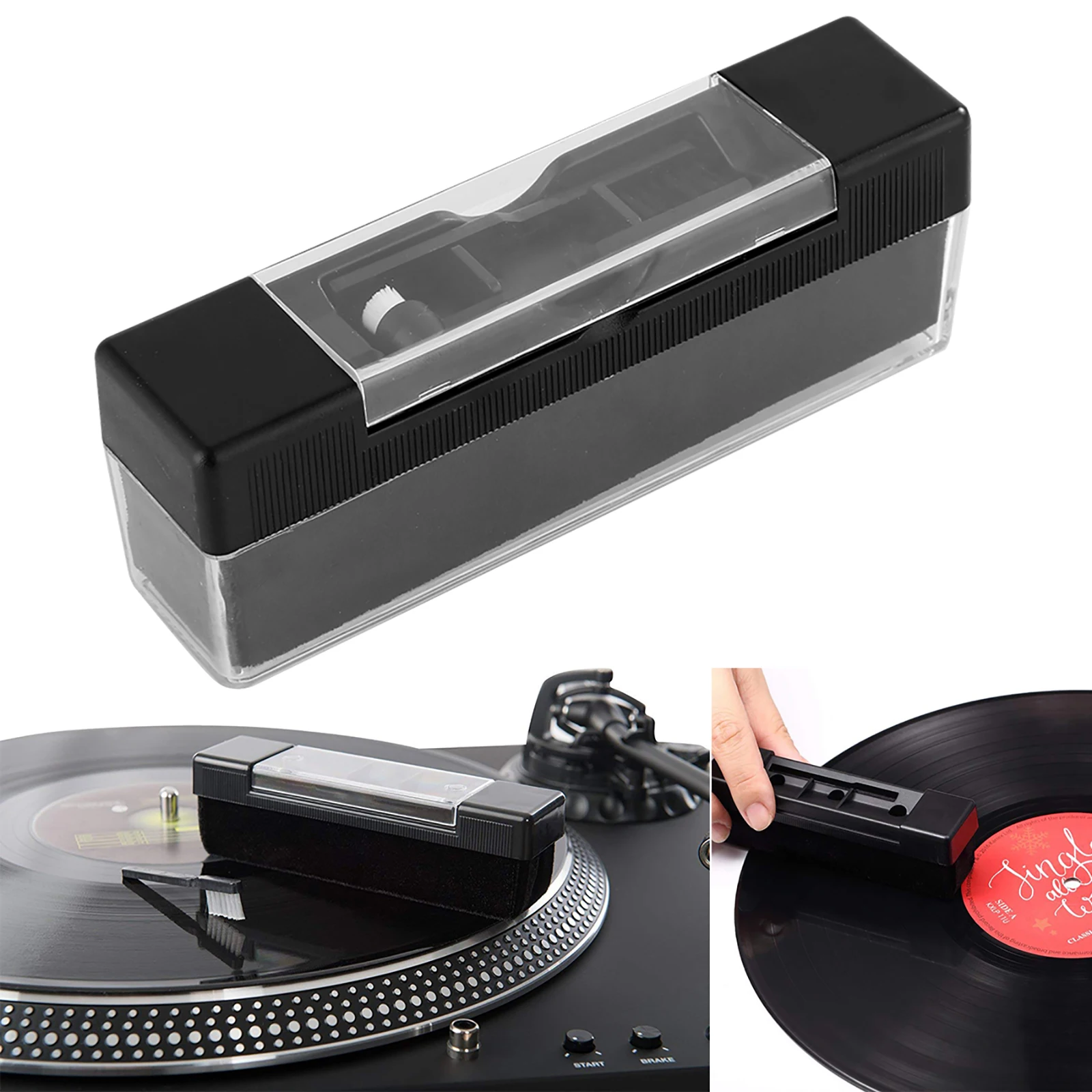 Limpiador de discos de vinilo de terciopelo, cepillo Antiestático de terciopelo, tocadiscos, suministros portátiles de Audio y vídeo