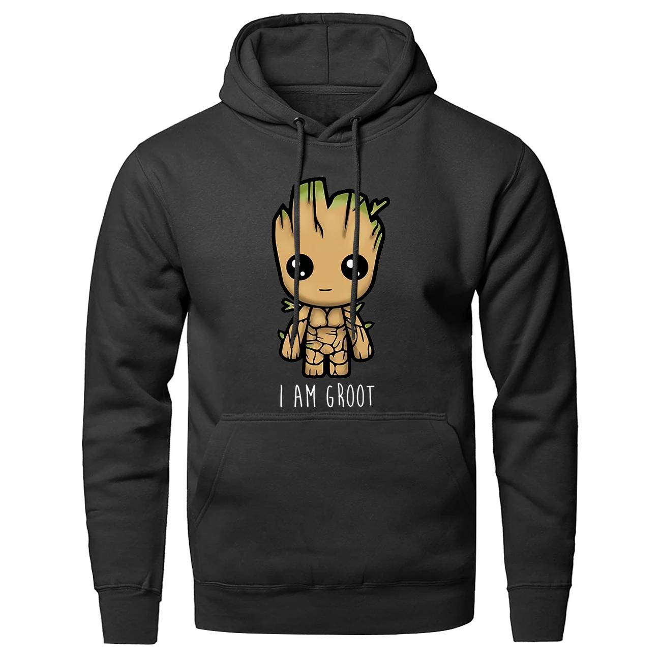 Мужская мода groot аниме печатных с капюшоном Спортивные Костюмы красивый пушистый флис Толстовка Весна Осень Хип Хоп Уличная мужская куртка