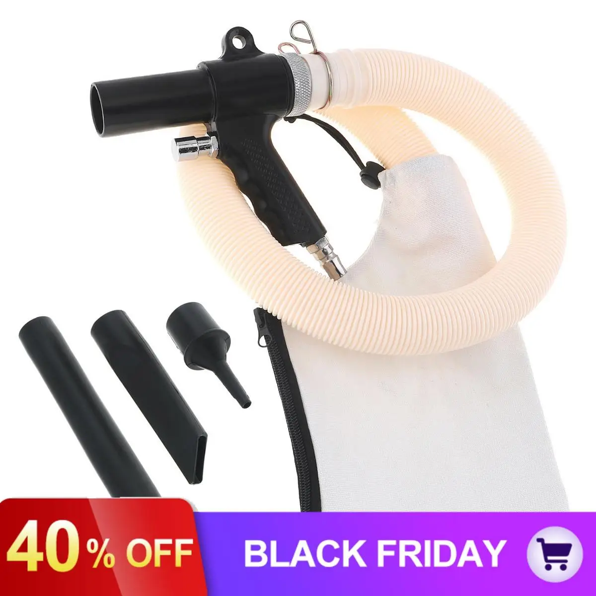 Многофункциональный пластиковый пылеуловитель двойного назначения с 3 насадками и белым тканевым мешком для очистки пыли