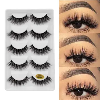 

5 Pairs 100% Thick 3D Mink Lashes False Eyelashes Natural Long Fake Lashes Handmade Mink Eyelashes Extension Makeup