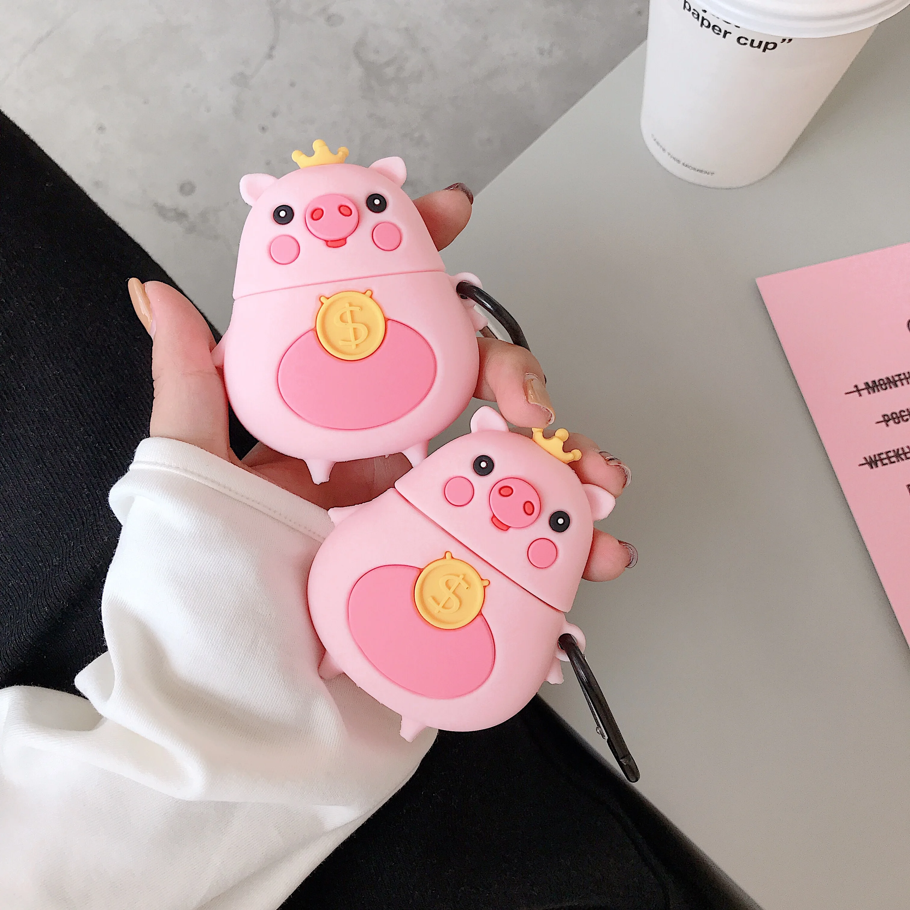 

3D Earphone Case For Airpods Case Silicone Cartoon pig Headphone/Earpods protective Cover For Apple Air pods 2Case