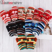 BalleenShiny/Новинка года; зимние детские перчатки; мягкие детские перчатки; теплые перчатки в полоску; двухслойные перчатки для студентов; yo-yo