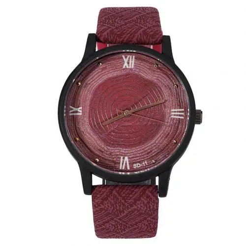 Rose Red Имитация дерева часы имитация деревянные часы простые повседневные кожаные часы кварцевые часы унисекс искусственная кожа аналог reloj mujer - Цвет: Rose Red