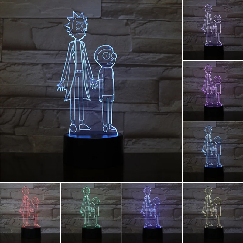 Cena Rick i Morty 3D światło nocne LED 7 zmiana koloru lampa dekoracja pokoju działania figurka postaci zabawki na urodziny prezent na Boże Narodzenie
