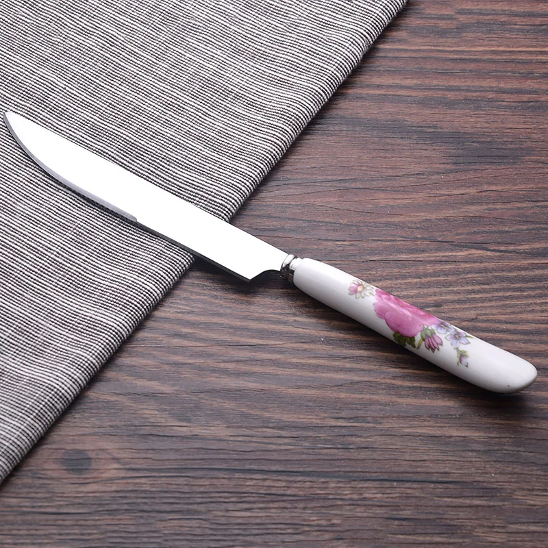 Knife 20.2x1.7cm Tofok керамический нож с ручкой, вилка, ложка, палочки для еды, взбивание яиц, кухонные столовые приборы, столовая посуда из металла, для отеля, ресторана, вечерние столовые приборы - Цвет: Knife 20.2x1.7cm