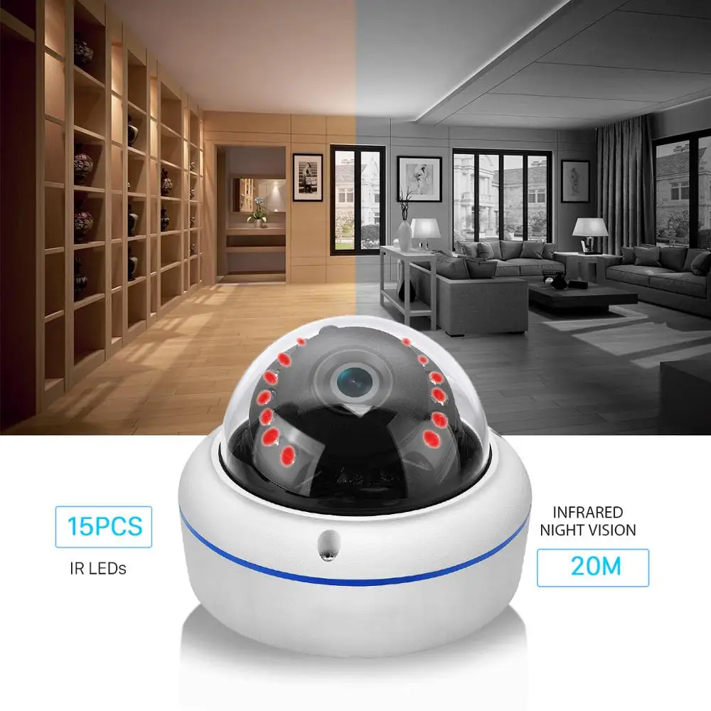 BESDER 5MP WiFi Wireless Audio Home Security Night Version IP Camera 1080P Camera Vandal-proof 128G TFCard Outdoor Dome Camera 2