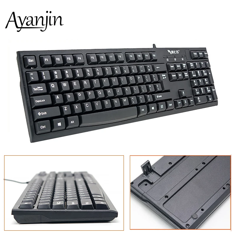 Office Keyboard USB Cable Business Keyboard 104 Key Waterproof Black Desktops Wired Keyboard Suitable For Notebooks
