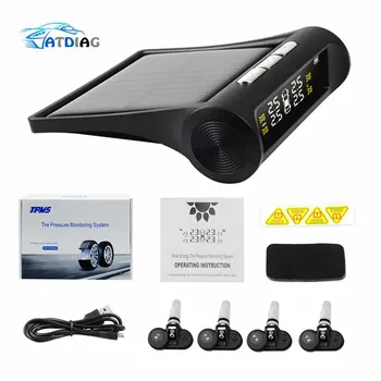 

Car TPMS Solar Power USB TPMS Car Tire Pressure Monitoring System LCD 4 External / Internal Sensors for SUV Temperature Warning