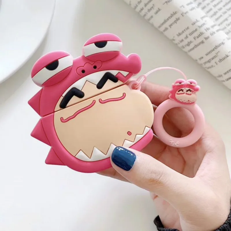 

Bluetooth Earphone Case for Airpods Cute Accessories Cover for Airpods 2 Silicone 3D Design Crayon Shinchan with Ring Strap