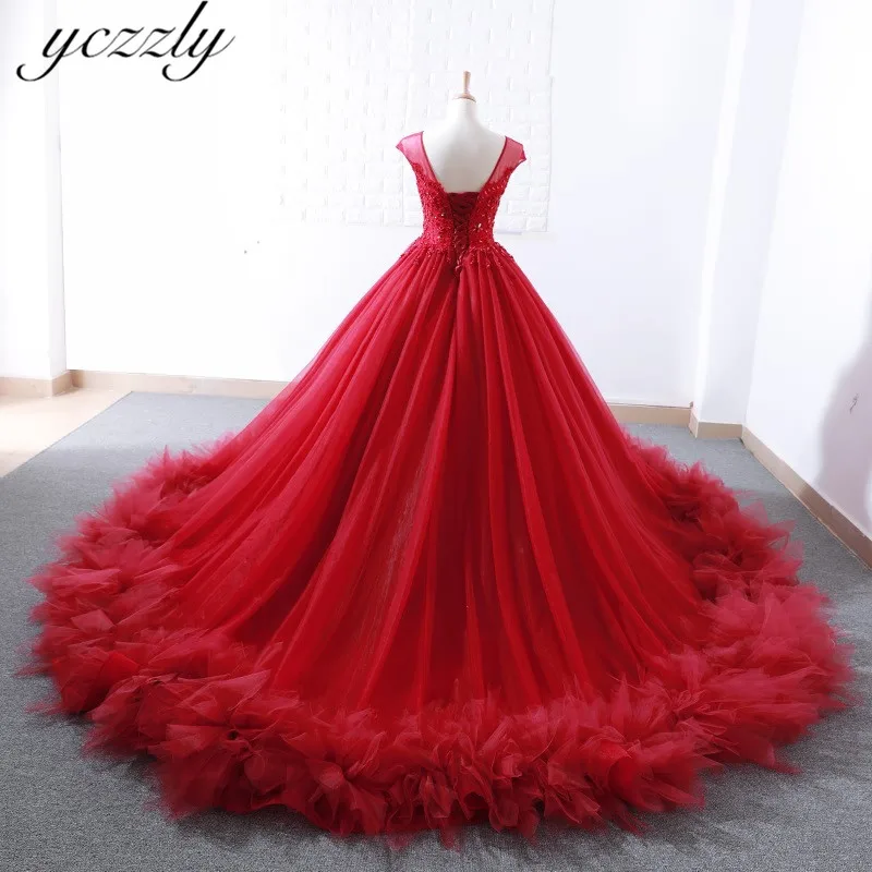 Abito Sposa винтажные рукава-крылышки вишневые Свадебные платья с аппликацией Кристалл Длинные большие размеры Красные Свадебные платья W88