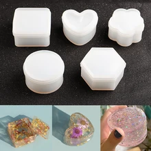 

Resin Silicone Mold Storage Box For Jewelry Making Round Heart Shape Cut Mold DIY Crystal Epoxy UV Gift Box Jewelry Tools Moulds