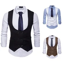 Мужской двубортный жилет с u-образным воротником спортивный костюм жилет M39