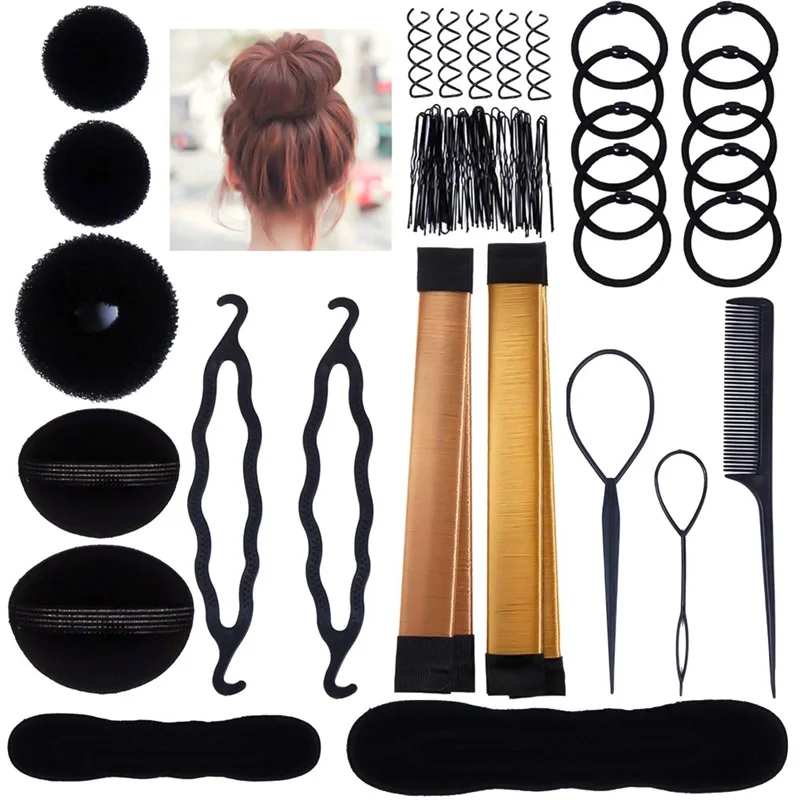 Новая мода Девушка Печать Цветок точки с лентой для волос DIY прическа сделать милые аксессуары для волос набор для укладки волос
