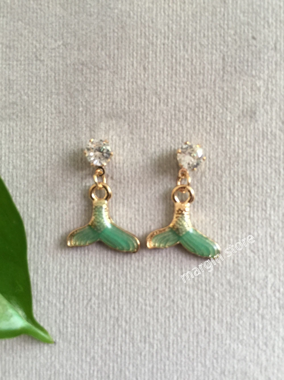 

Marine Department Green Goldscale Mermaid Tail Earrings Jewelry