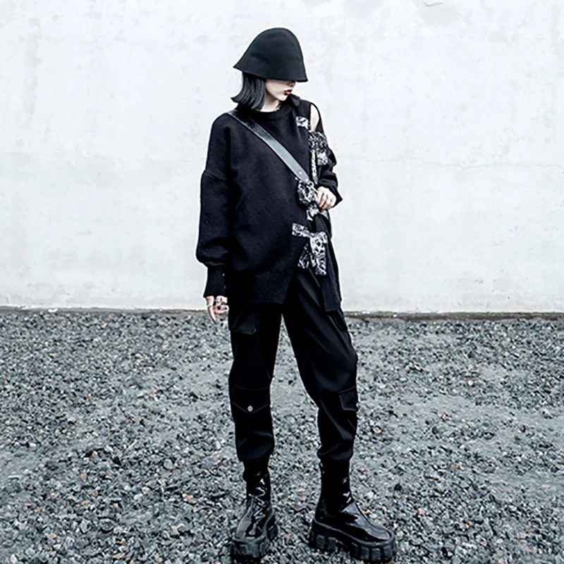 [EAM] Bow Big Size Knitting Sweater Loose Fit