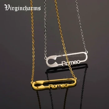 

Customized Gold Silver Color Stainless Steel Pin Name Necklaces for Women Personalized Custom Nameplate Pendant Necklace Jewelry