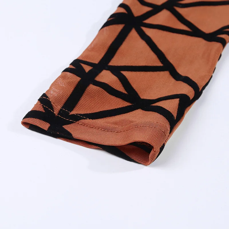 ZKYZWX печати сетки Прозрачный комбинезон с длинным рукавом сексуальные обтягивающие женские комбинезоны 2019 Осень Новый Уличная Клубные