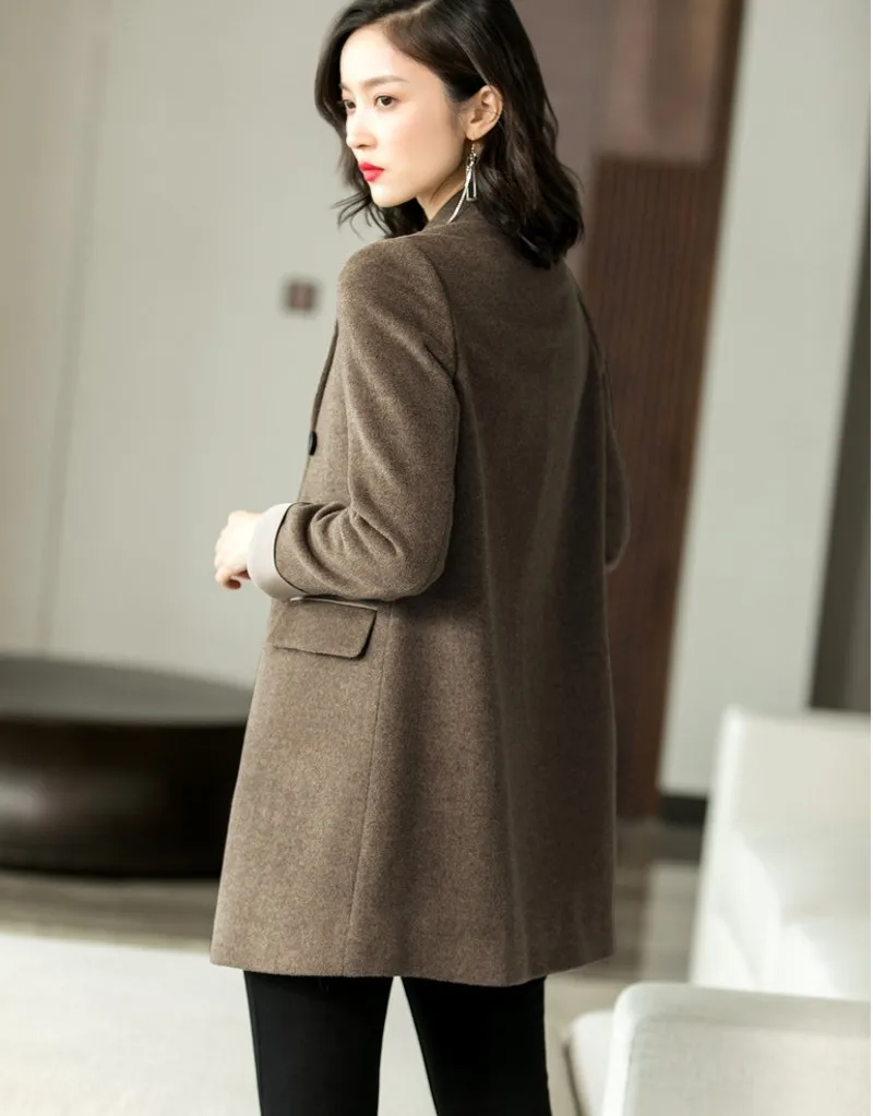 Winter Coat Women Wool Overcoat Womens Winter Lapel Wool Coat Jacket Long Overcoat