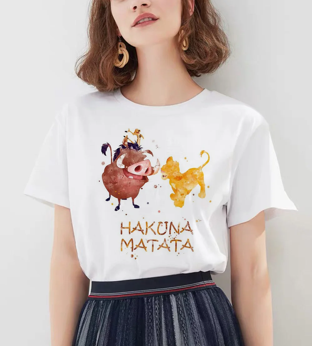 Хакуна матата рубашка Женская Harajuku Ullzang Мода Лев Король женская футболка Homme летняя футболка модный топ Женская футболка