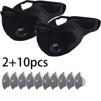 

2pcs Bike Face Cover With 10pcs Filter Unisex Dust Outdoors Sports Mouth Cover Protective Air Pollution Mondkapje Toiletry Kits
