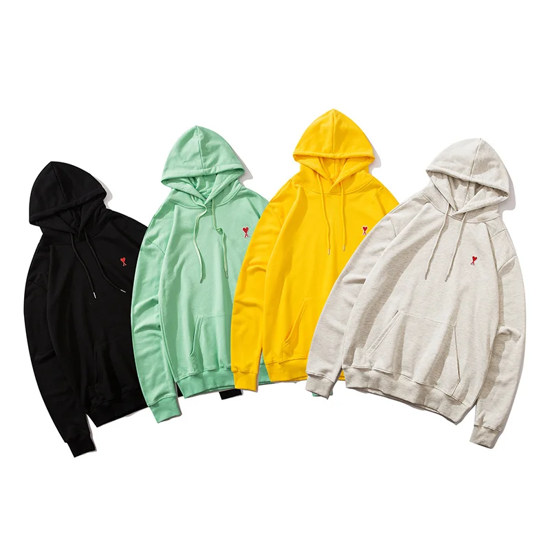 2020 Fall And Winter Paris Small Heart Embroidery Hoodies Men Women HipHop Cotton Oversized Hooded Sweatshirts Men 2020 Fall And Winter Paris Small Heart Embroidery Hoodies Men Women HipHop Cotton Oversized Hooded Sweatshirts Men