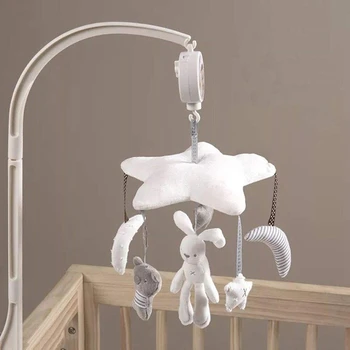 

Baby Mobile Crib Toys Rabbit Musical Box with Holder Arm Music Newborn Rotating Bed Bell Plush Toy