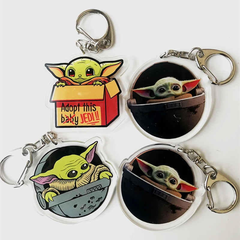 

Star Wars The Mandalorian Yoda Baby Key Chains Two-sided Keychain Cosplay Acrylic Pendant Keyring