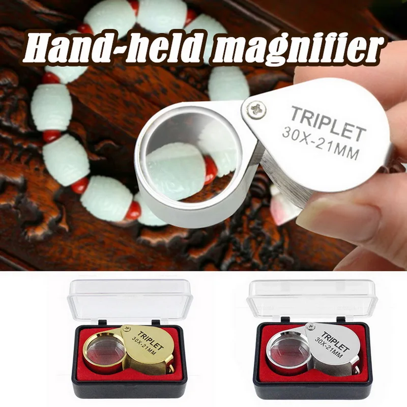 

2019 Mini Retractable Magnifier 30X21 LED Identification Jewelry Antique Magnifying Glass Foldable New