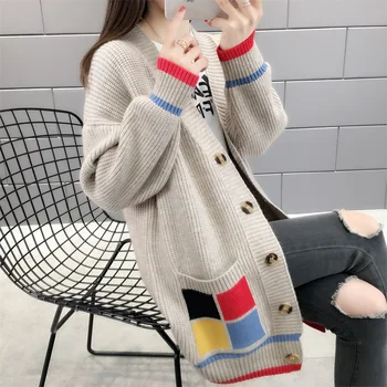 

Han edition coat female early autumn the new sweater coat in autumn 2020 loose long outside of knitted cardigan