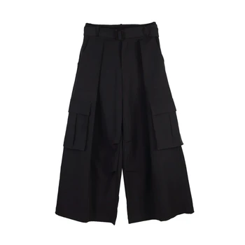 

Japan Style Vintage Men Casual Pants Black Oversize Pockets Functional Overalls Ro Dark High Street Straight Trousers Streetwear