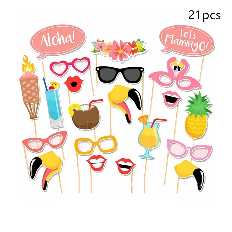 21pcs flamingo Свадебные украшения Mr Mrs просто женатый Фотофон фото реквизит забавные очки маска День рождения, вечеринка, фото стенд реквизит Выпускной деко - Цвет: 21pcs flamingo