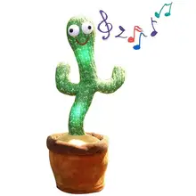 Jouet en peluche Cactus, 120 chansons, chant électrique, danse et torsion, enregistrement lumineux, apprentissage de la parole