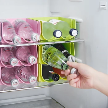 

2 layer Refrigerator Organizer Beer Wine Bottle Storage Rack Cupboard Champagne Wine Holder Space Saving Kitchen Organizer