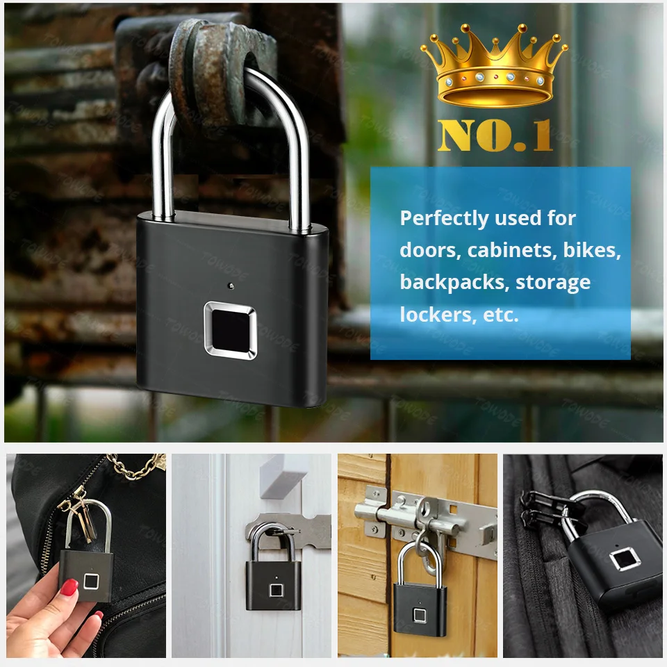 Дверной смарт замок Towode Перезаряжаемый USB без ключа с быстрой разблокировкой по - Фото №1