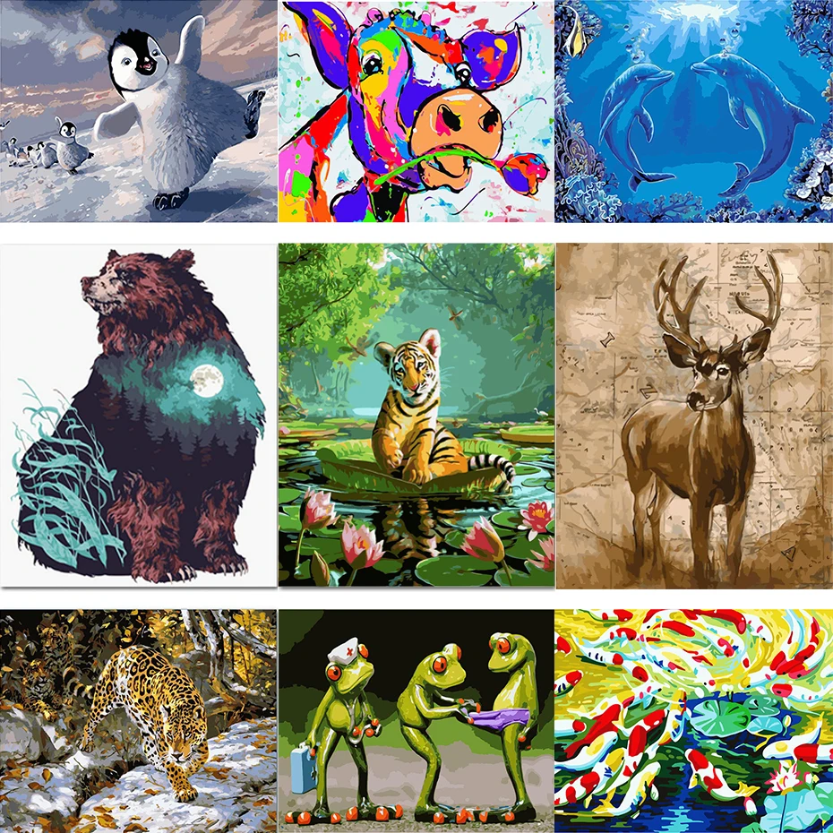 tapb Tiger Deer Animals DIY Painting By Numbers Adults For Drawing On Canvas HandPainted Coloring Home Wall Art Decor | Дом и сад