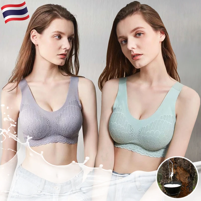 Thailand latex underwear seamless women push up sexy sports padded bra