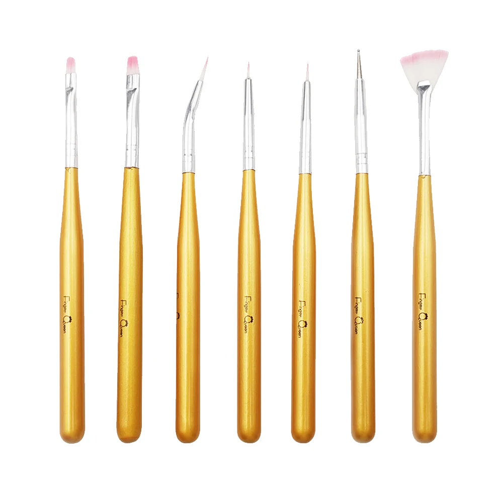 7 PCS GOLD 15 шт. набор кистей для нейл-арта для детализации чередование с гелевыми кистями кисти для рисования инструмент для раскрашивания Веерная кисть и вкладыш - Цвет: 7 PCS GOLD