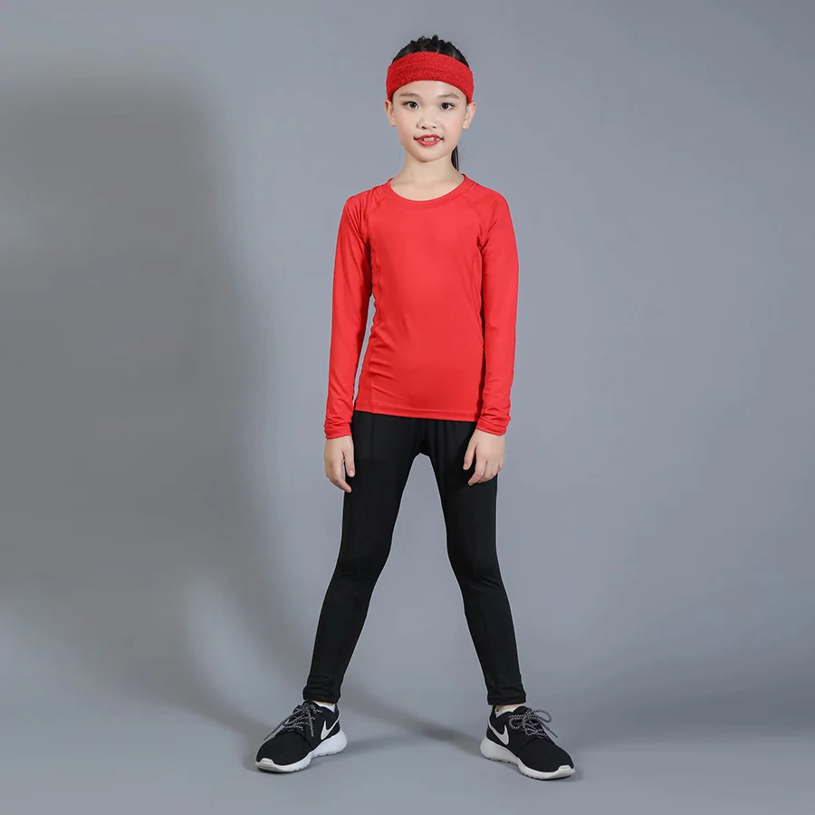 2 piece set-5 Лыжный зимний комплект термобелья для мальчиков детские функциональные рубашки и штаны спортивный комплект для девочек, детские быстросохнущие рубашки и штаны - Цвет: 2 piece set-5