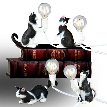 

Nordic Resin Cat LED Lamp Living Room Bedroom Hotel Table Top Animal Decorative Lamps Bedside Lamp Table Lamps for Bedroom