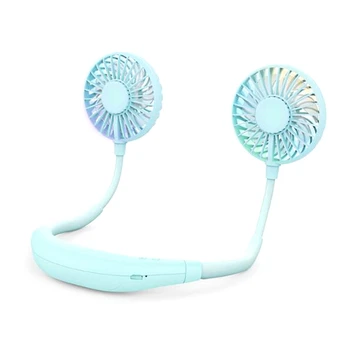 

Mini USB Portable Fan Neck Fan Neckband with Rechargeable Battery Desk Fans Handheld Air Cooler Conditioner for Room Blue