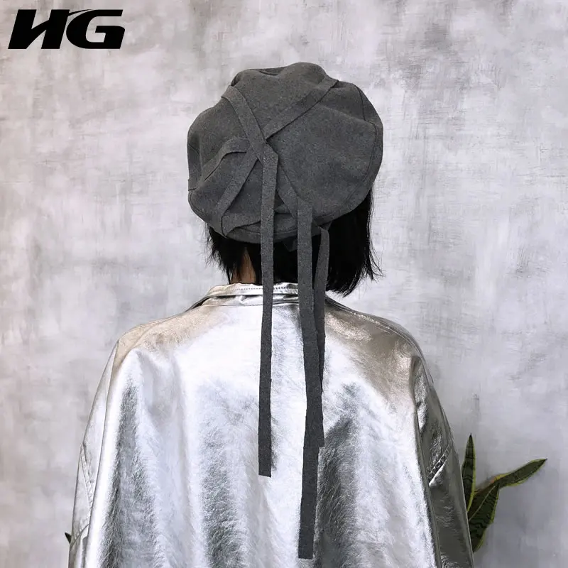 HG корейский стиль шляпа Досуг береты женские осенне-зимняя Уличная мода тренд
