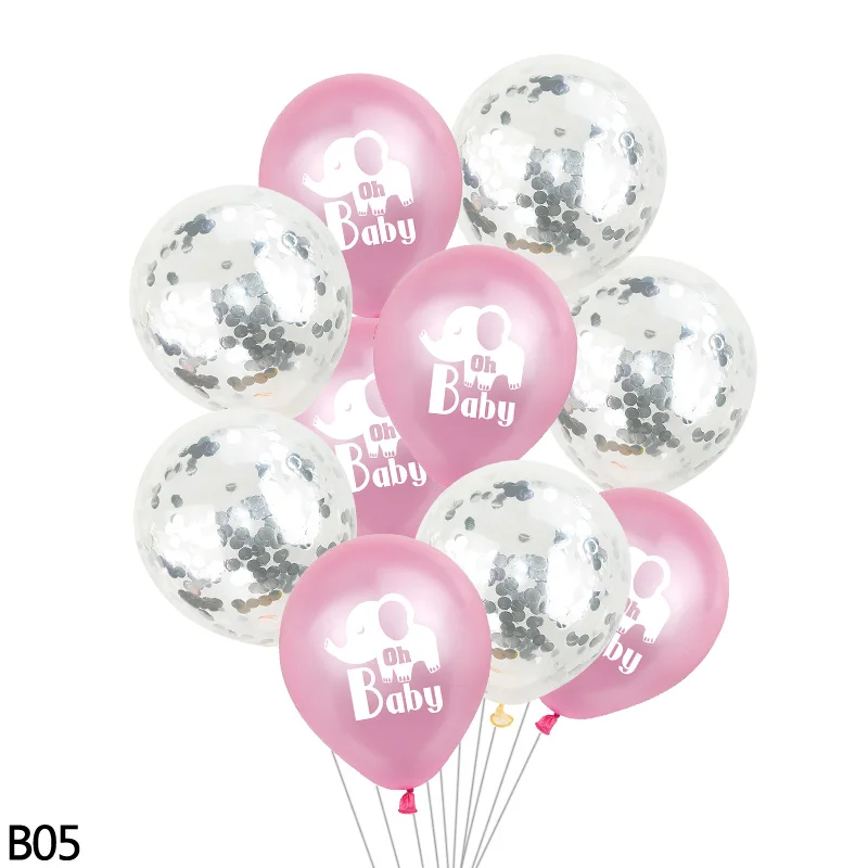 B05-10pcs 10 шт. 12 дюймов синий розовый слон латексные шары и красочные конфетти шары для душа ребенка Дети День Рождения Декор воздушные шары - Цвет: B05-10pcs