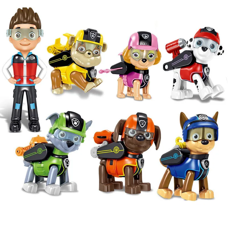 

7 Pcs/Set Paw Patrol Dog Anime Kids Toys Weapons Can Eject Action Figure Model Patrulla Canina Children Christmas Gifts
