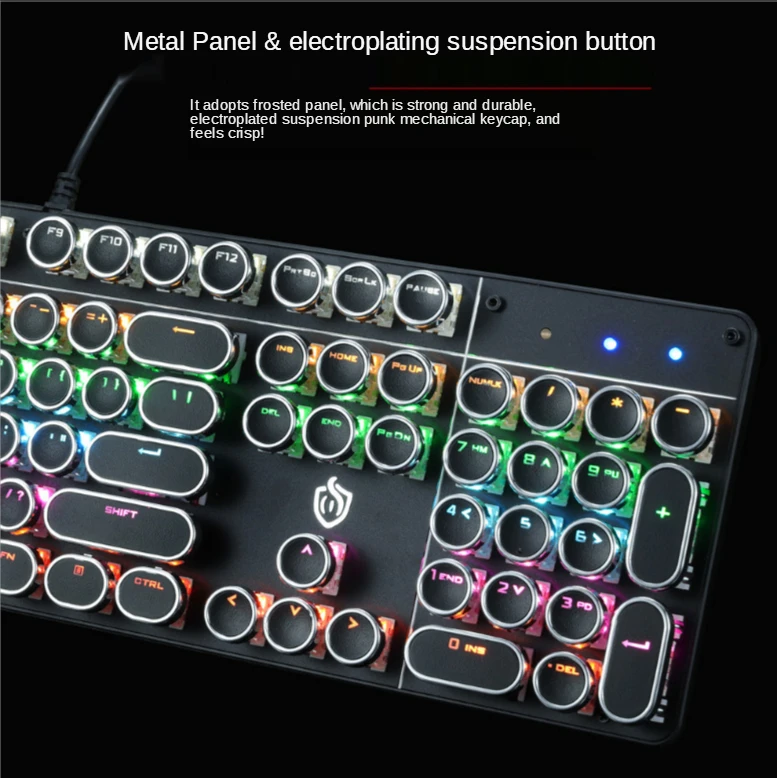 

HJK917 real mechanical keyboard retro steam blue axis punk game eating chicken e-sports metal 9 kinds of backlit keyboard