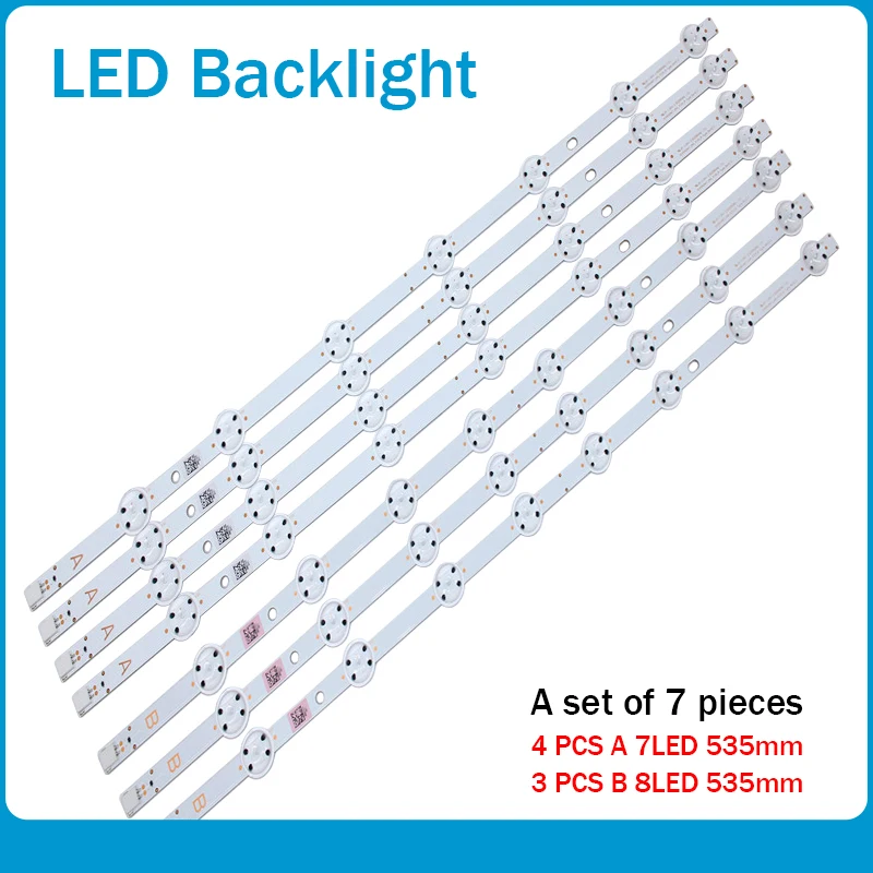 New Kit 7 PCS LED backlight strip for LUX0155004 VES550QNDS-2D-N12 VES550QNDS-2D-S11 SVV550AK7_UHD_7LED_A B Type 55AO4USB 3pcs led lamp strip 17dlb40vxr1 lb40017 v0 05 38s for bush ves400unds 2d n11 ves400unds 2d n12 toshiba 40l3653db 40l1653db